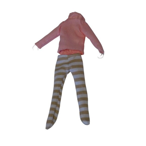 Arklu Lottie Doll Long Blonde Hair with Pink Shirt and Striped Footed Tights 7" - Picture 6 of 10